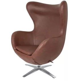 King Home Egg Széles Műbőr Fotel Vintage Brandy