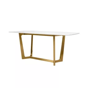   King Home Odeon 180 Márvány Hatású Kerámia Étkezőasztal Fehér Arany