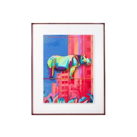   King Home Rhino in the City Pop Art 3D Fali Kép Kék-Rózsaszín