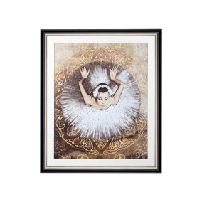   King Home Ballerina Művészeti Nyomat Fekete-Arany Keretben Kristályokkal 100x120 cm