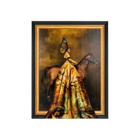 King Home Pillangós Lovas Elegáns Művészi Kép Arany