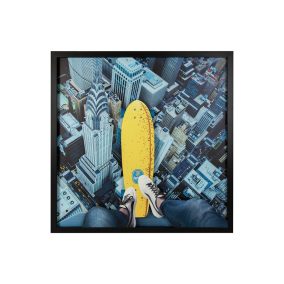   King Home Big City Skater New York Városkép Vászonkép Sárga 130x130