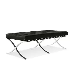 King Home Barcelon Valódi Bőr Pad Polírozott Acél Fekete