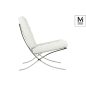   Modesto Design Barcelon Fehér Műbőr Fotel Polírozott Acél Vázzal