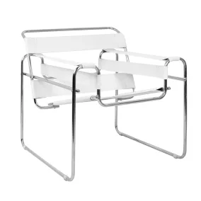 King Home IVAN Modern Műbőr Fotel Fehér Króm