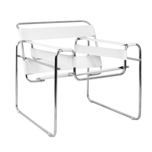 King Home IVAN Modern Műbőr Fotel Fehér Króm