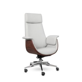   King Home Admiral Prémium Irodai Szék Szürke Öko-bőr Fa Hatású Díszítéssel