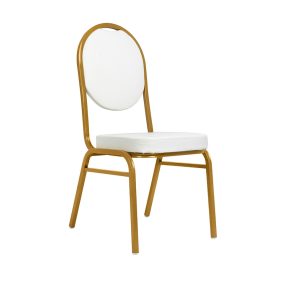 King Home Hestia Bankett Szék Fehér Műbőr Arany Vázzal