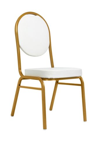 King Home Hestia Bankett Szék Fehér Műbőr Arany Vázzal
