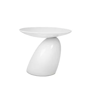   King Home Fungo Üvegszálas Dohányzóasztal Fehér Magasfényű