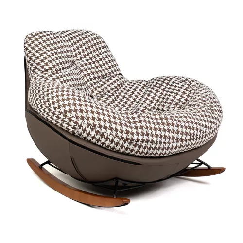 King Home FATTY Hintaszék Barna-Fehér Pepita Kárpitozással