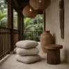 King Home STONES Pufa Boucle Bézs Organikus Forma
