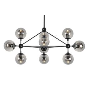   King Home Planetario 10 Függőlámpa Fekete Füstüveg Gömbbúrákkal