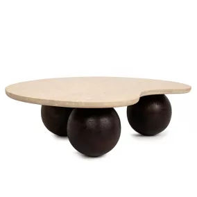   MaMaison Organic Travertin Dohányzóasztal Mangófa Lábakkal