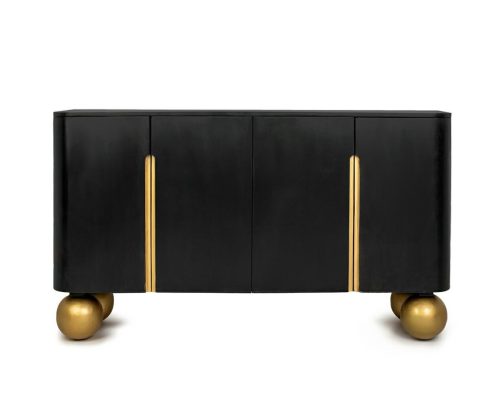 MaMaison Organic Mangófa Komód Fekete-Arany Gömblábakkal