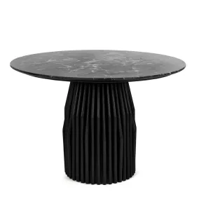   MaMaison Levante Fekete Márvány Étkezőasztal Bordázott Lábbal