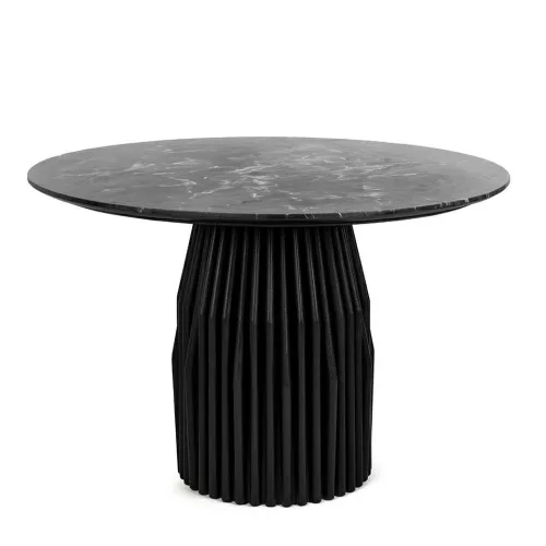 MaMaison Levante Fekete Márvány Étkezőasztal Bordázott Lábbal