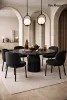 MaMaison Levante Fekete Márvány Étkezőasztal Bordázott Lábbal