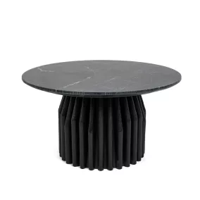   MaMaison Levante Fekete Márvány Dohányzóasztal Mangófa Lábazattal