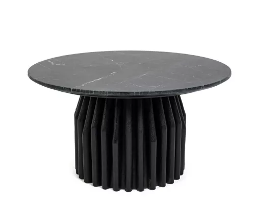 MaMaison Levante Fekete Márvány Dohányzóasztal Mangófa Lábazattal