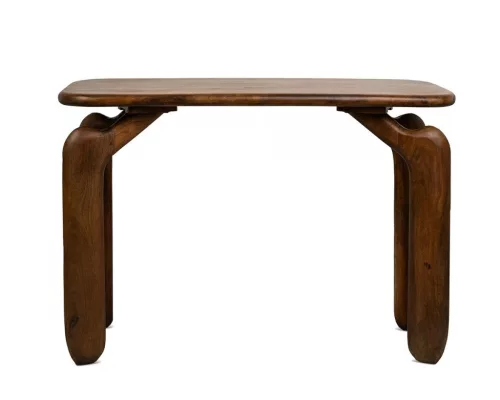 MaMaison Orizon Mangófa Konzolasztal Barna Íves Lábakkal