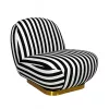 MaMaison Azure Forgó Fotel Csíkos Poliészter Fekete-Fehér Arany Talppal