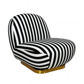   MaMaison Azure Forgó Fotel Csíkos Poliészter Fekete-Fehér Arany Talppal