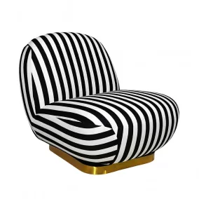   MaMaison Azure Forgó Fotel Csíkos Poliészter Fekete-Fehér Arany Talppal