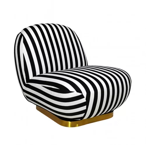 MaMaison Azure Forgó Fotel Csíkos Poliészter Fekete-Fehér Arany Talppal