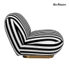 MaMaison Azure Forgó Fotel Csíkos Poliészter Fekete-Fehér Arany Talppal