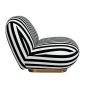   MaMaison Azure Forgó Fotel Csíkos Poliészter Fekete-Fehér Arany Talppal