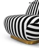 MaMaison Azure Forgó Fotel Csíkos Poliészter Fekete-Fehér Arany Talppal