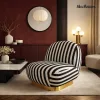 MaMaison Azure Forgó Fotel Csíkos Poliészter Fekete-Fehér Arany Talppal