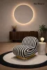 MaMaison Azure Forgó Fotel Csíkos Poliészter Fekete-Fehér Arany Talppal