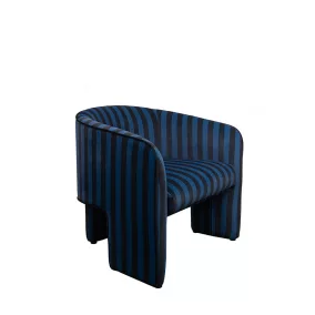 MaMaison Jolie fotel welur kék/fekete csíkos