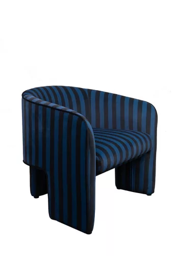 MaMaison Jolie fotel welur kék/fekete csíkos
