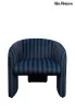 MaMaison Jolie fotel welur kék/fekete csíkos
