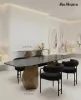 MaMaison Celeste Étkezőasztal Edzett Üveg Fekete-Arany 240 cm Luxus Design