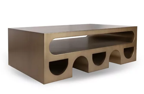 MaMaison Vector 130 Dohányzóasztal Fém Brushed Arany Geometrikus Design