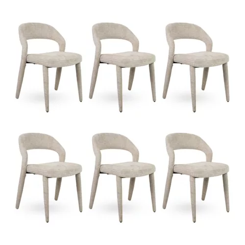 MaMaison KOS Étkezőszék Készlet Szenilszövet Bézs Elegáns Design (6 db)