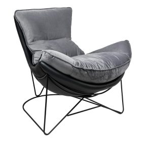 King Home Otilia Stand Fotel Bársony Sötétszürke Modern