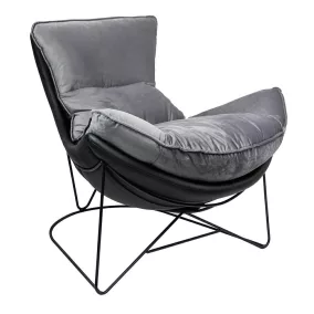 King Home Otilia Stand Fotel Bársony Sötétszürke Modern