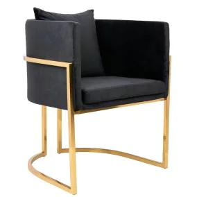 King Home Chloe Bársony Fotel Fekete Arany Vázzal