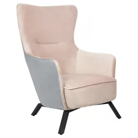   King Home Vigo Bársony Fotel Világosszürke-Bézs Fekete Lábakkal