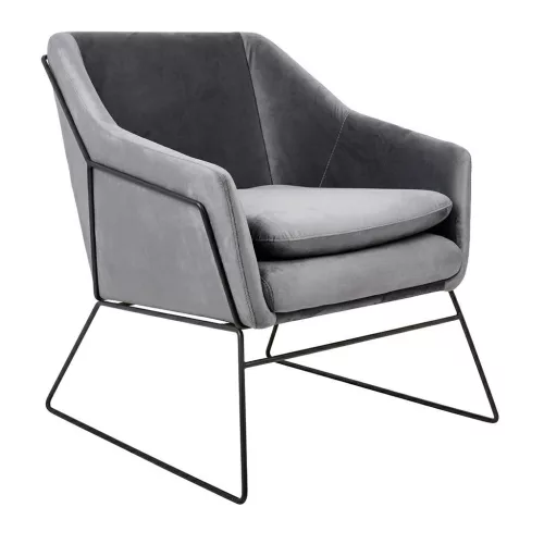 King Home Emma Velvet Fotel Sötétszürke Bársony Fekete Vázzal