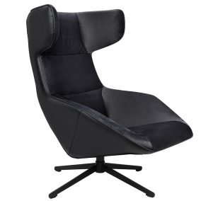 King Home VITA Forgó Fotel Velvet/PU Bőr Fekete