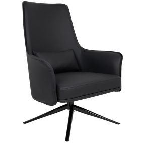King Home Victor Magas Támlás Műbőr Fotel Fekete