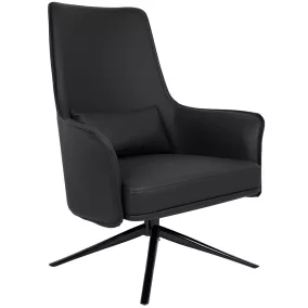 King Home Victor Magas Támlás Műbőr Fotel Fekete