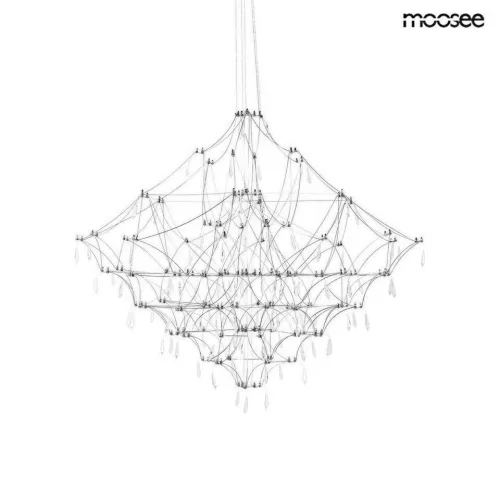MOOSEE Constellation 77 LED Függőlámpa Szálcsiszolt Acél Kristály
