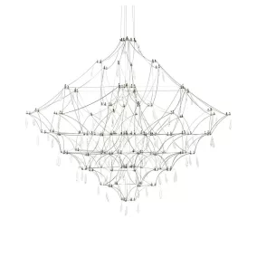   King Home Constellation 100 LED Függőlámpa Szálcsiszolt Acél Kristály